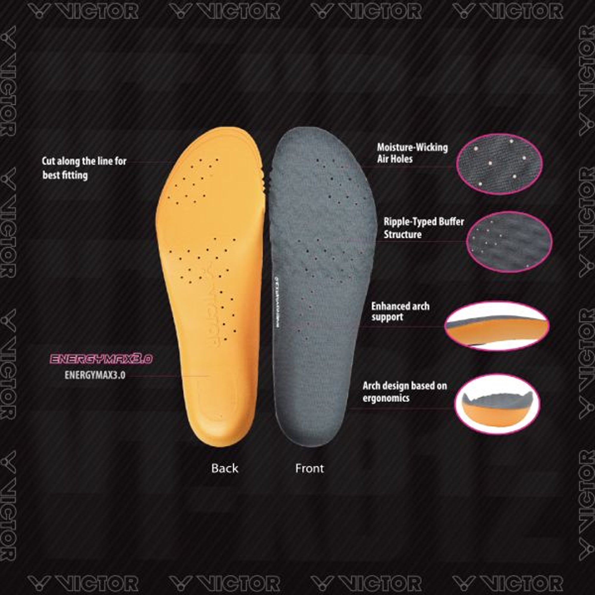 Victor VT-XD12 High Resilient / Elastic Multi-functional Sports Insole