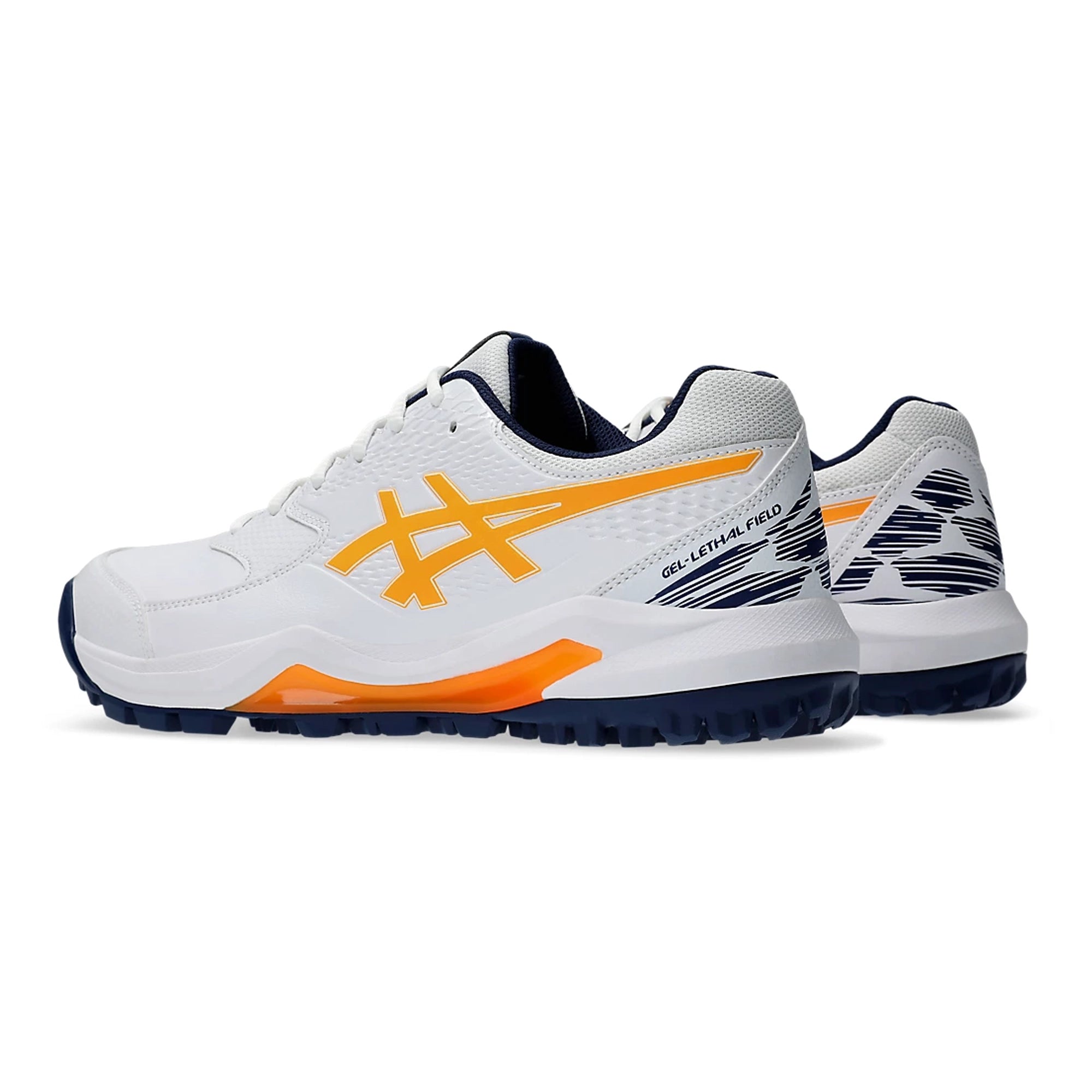 Asics Gel Lethal Field 2 Unisex Cricket Shoes - White/Stadium Orange