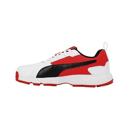 Puma Cricket Men's Highrun Cricket Shoes White-Burnt/Red-Black - 10780602