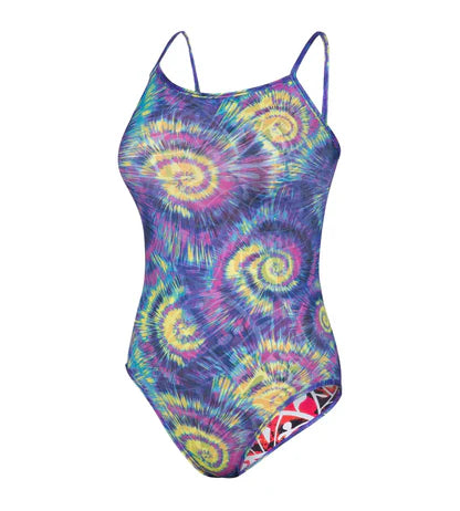 Speedo Women's Endurance+ Hippy Explosion Flip Reversible One Piece Swimwear - Navy & Chroma Blue