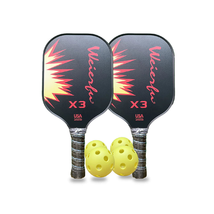 Weierfu Graphite Face Platinum Pickleball Paddle Set - Black Fire