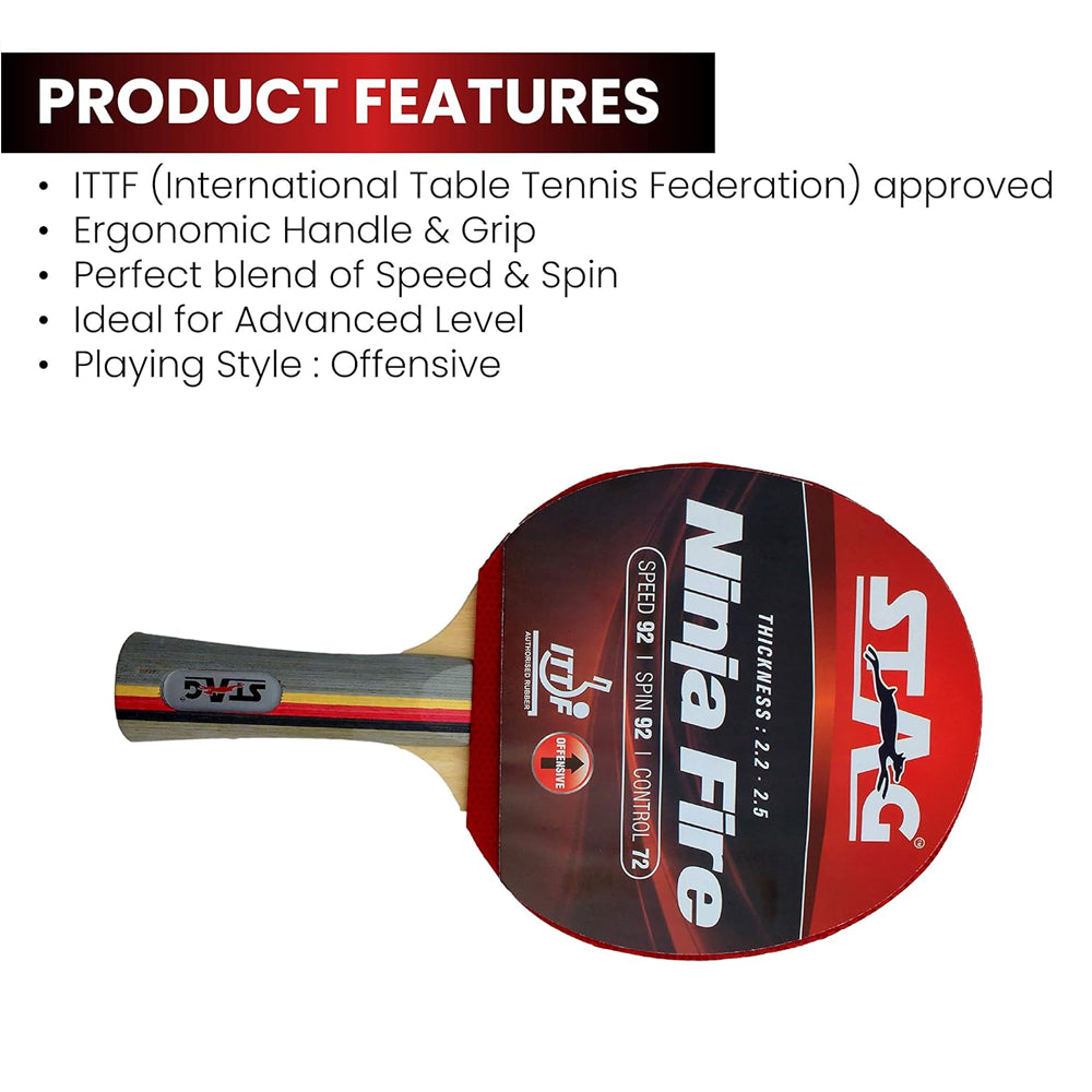 Stag Ninja Fire Table Tennis Racquet