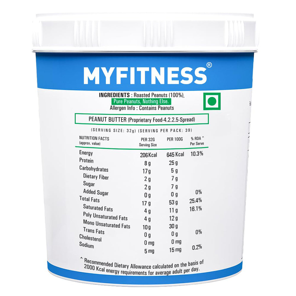 MYFITNESS Natural Smooth Peanut Butter - InstaSport