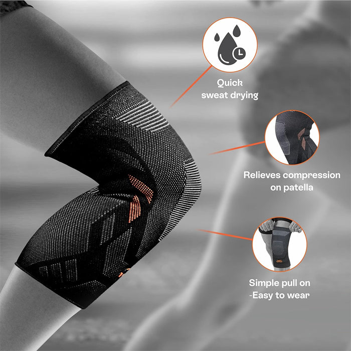 Tynor Air Pro Knee Cap - Black & Orange (Pack of 2)