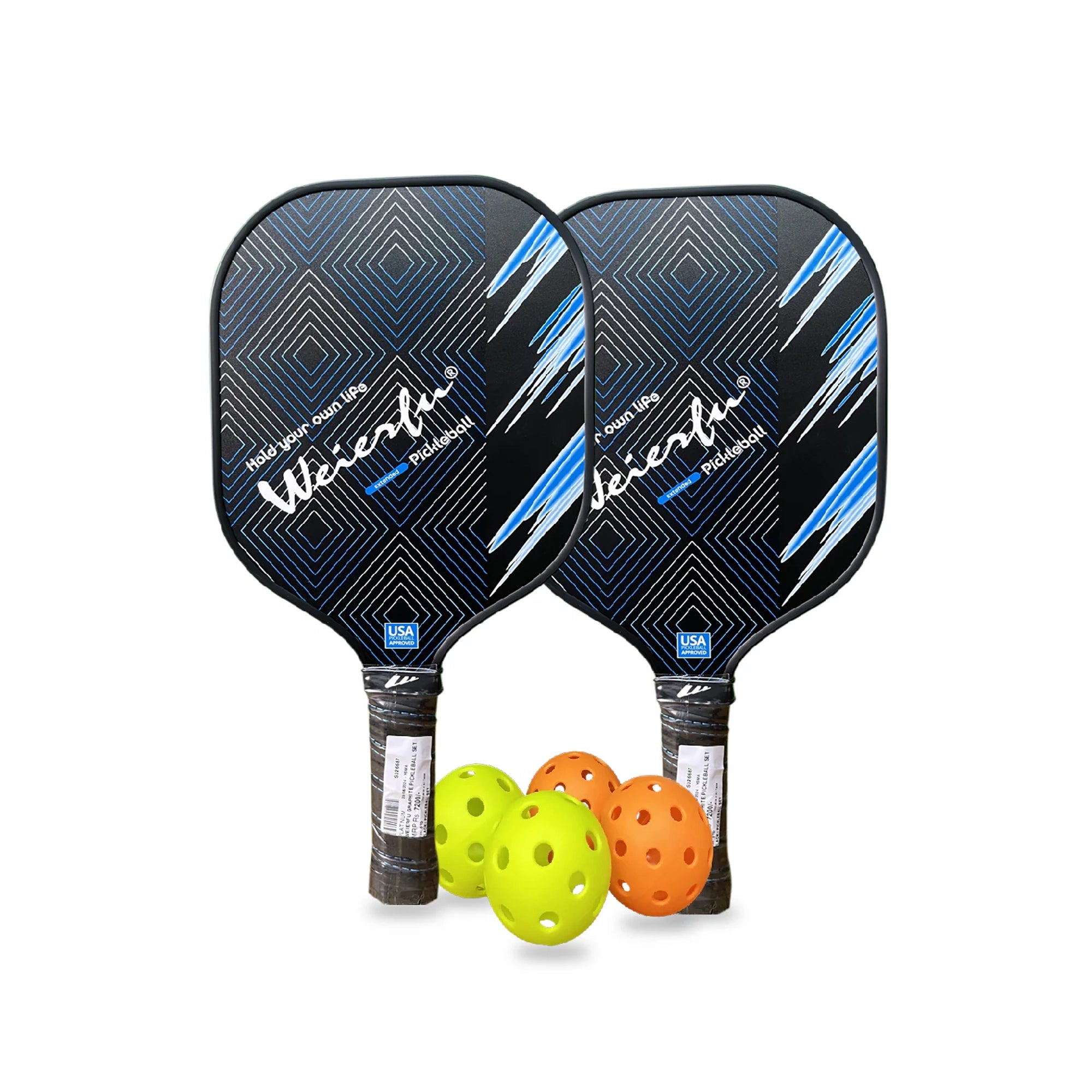 Weierfu Graphite Face Platinum Pickleball Paddle Set - Black