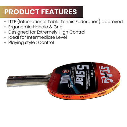 Stag 5 Star Table Tennis Racquet - InstaSport