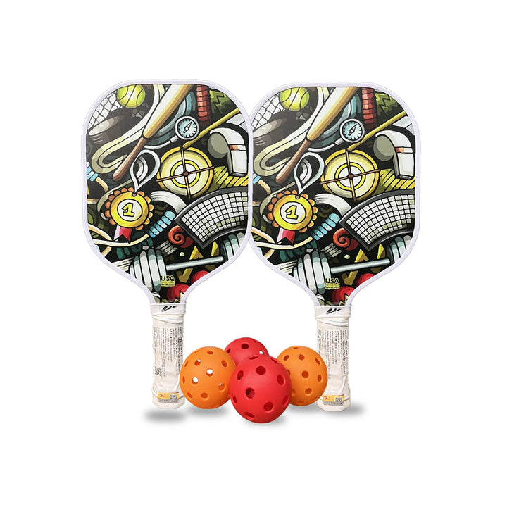 Weierfu Graphite Face Platinum Pickleball Paddle Set - Graphic Classic