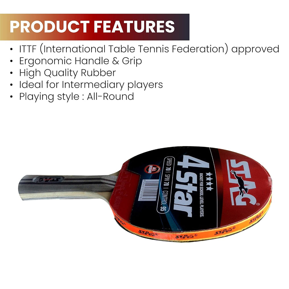 Stag 4 Star Table Tennis Racquet - InstaSport