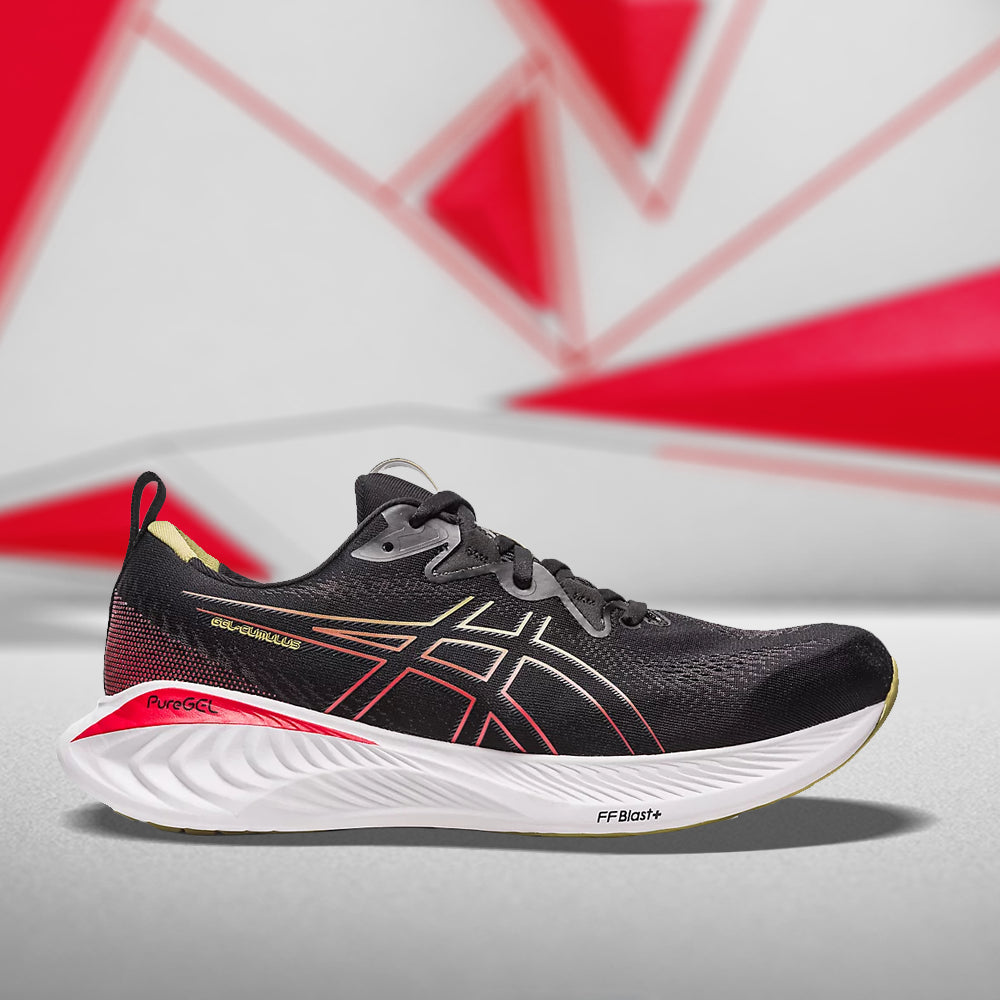 ASICS GEL-CUMULUS 25 (M) - BLACK/ELECTRIC RED RUNNING SHOES - InstaSport