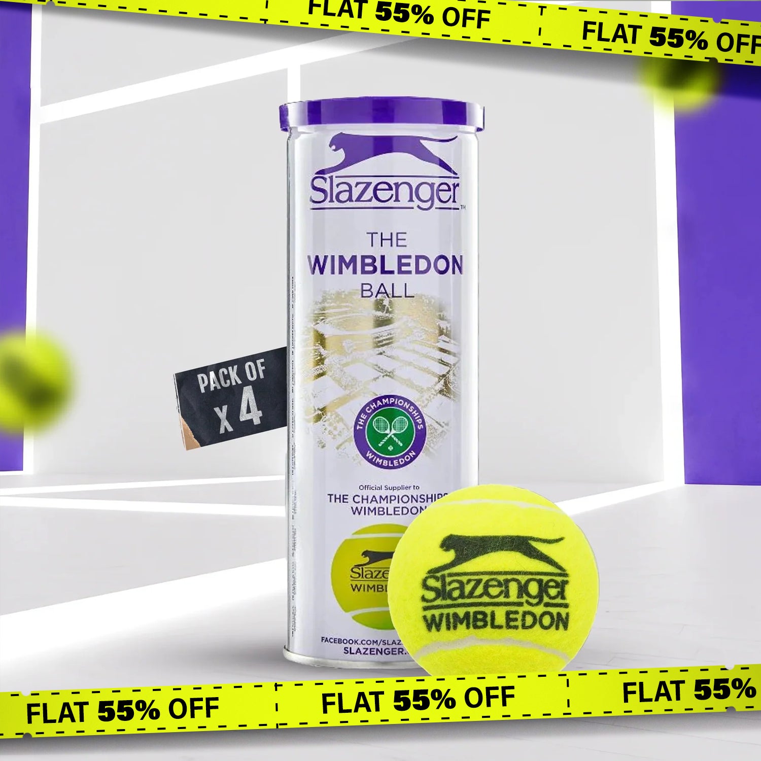 Slazenger Wimbledon Tennis Ball (12 Balls) - DOD - InstaSport