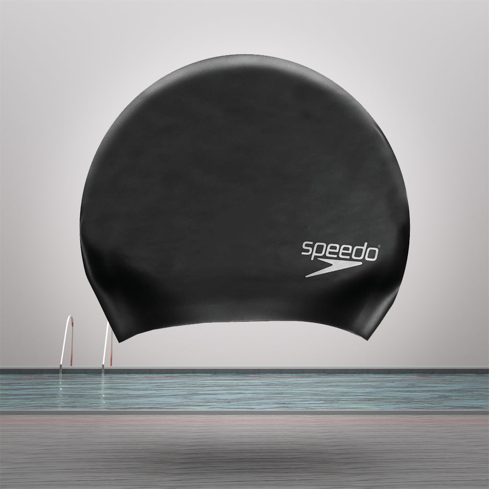 Speedo Women's Long Hair Swim Caps (Black)