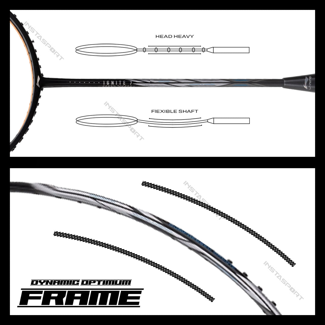 Li-Ning Ignite 7 Badminton Racket (Black/Silver) - InstaSport