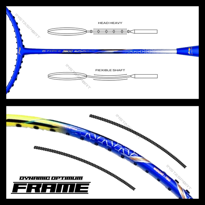 Li-Ning GForce 3600 Superlite Badminton Racket (Blue/Yellow) - InstaSport