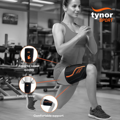 Tynor Air Pro Thigh Support - Black & Orange - InstaSport