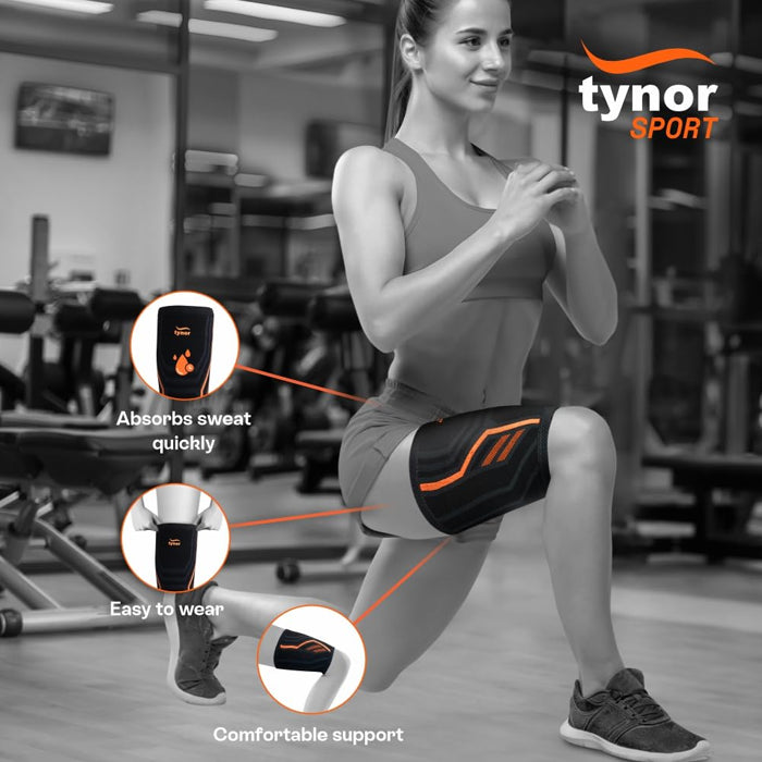 Tynor Air Pro Thigh Support - Black & Orange - InstaSport