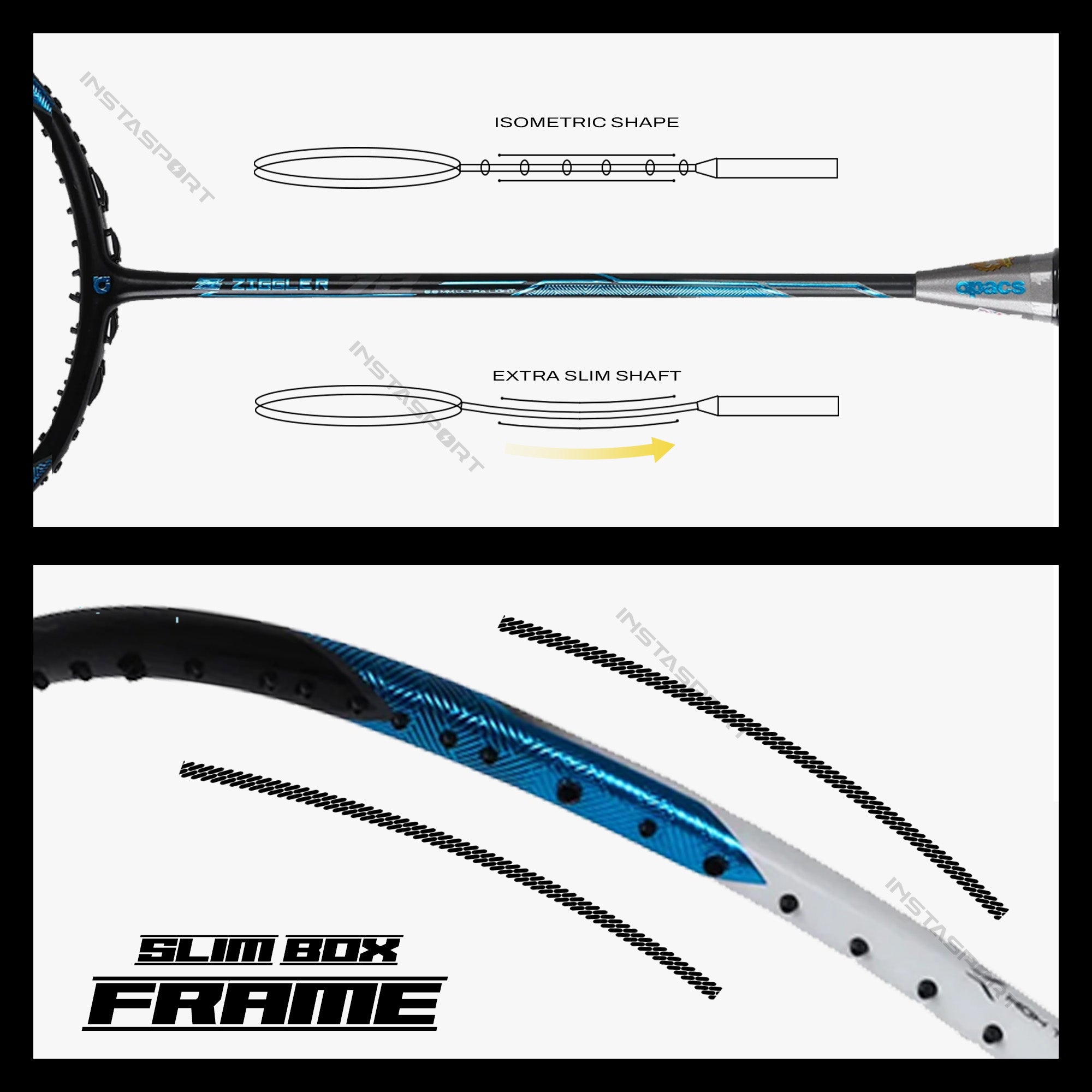 Apacs Z Ziggler 72 Badminton Racket (Blue/Black) - InstaSport