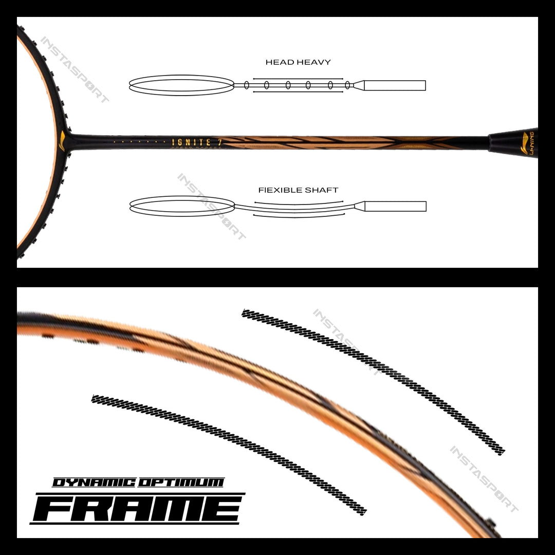 Li-Ning Ignite 7 Badminton Racket (Black/ Gold) - InstaSport