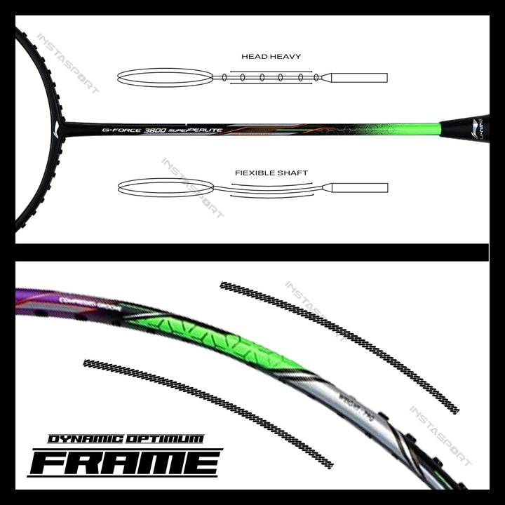 Li-Ning GForce 3800 Superlite Badminton Racket (Black/ Purple) - InstaSport