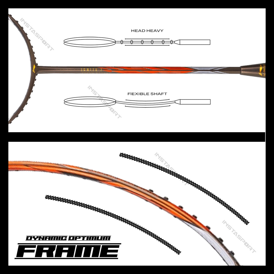 Li-Ning Ignite 7 Badminton Racket (Olive Grey/ Orange) - InstaSport