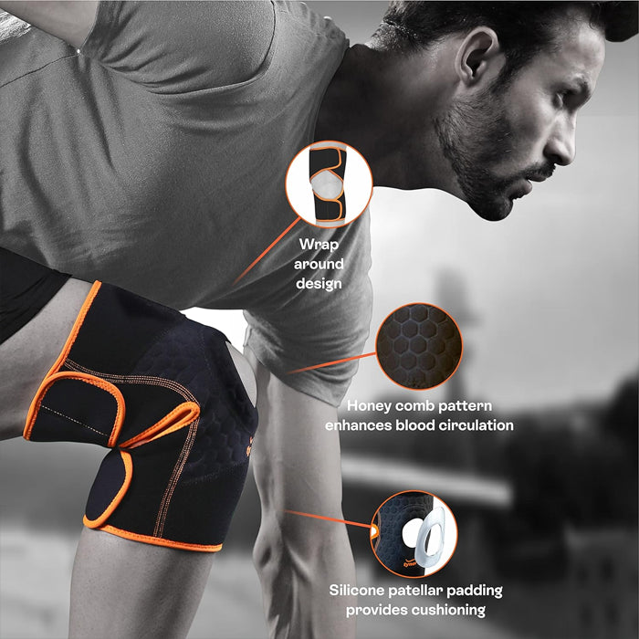 Tynor Knee Wrap Neo - Black & Orange - InstaSport
