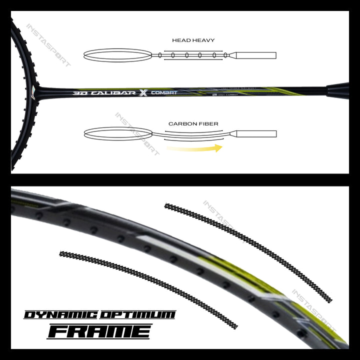 Li-Ning 3D CALIBAR X Combat (Black/Lime) Badminton Racket - InstaSport