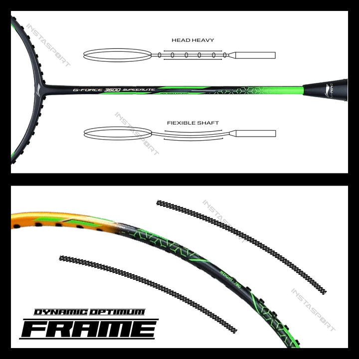Li-Ning GForce 3600 Superlite Badminton Racket (Dark Grey/ Gold)