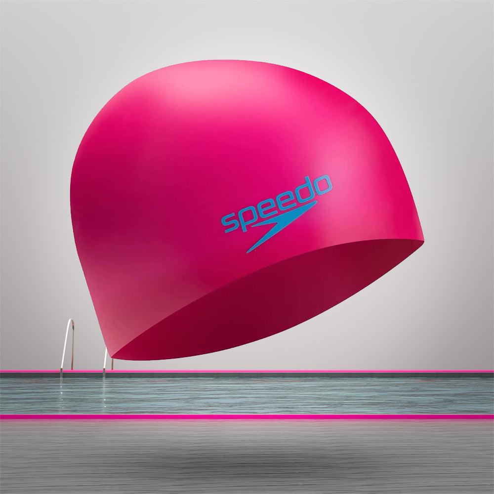 Speedo Unisex Junior Slogan Print Swim Caps (Pink/ Blue)