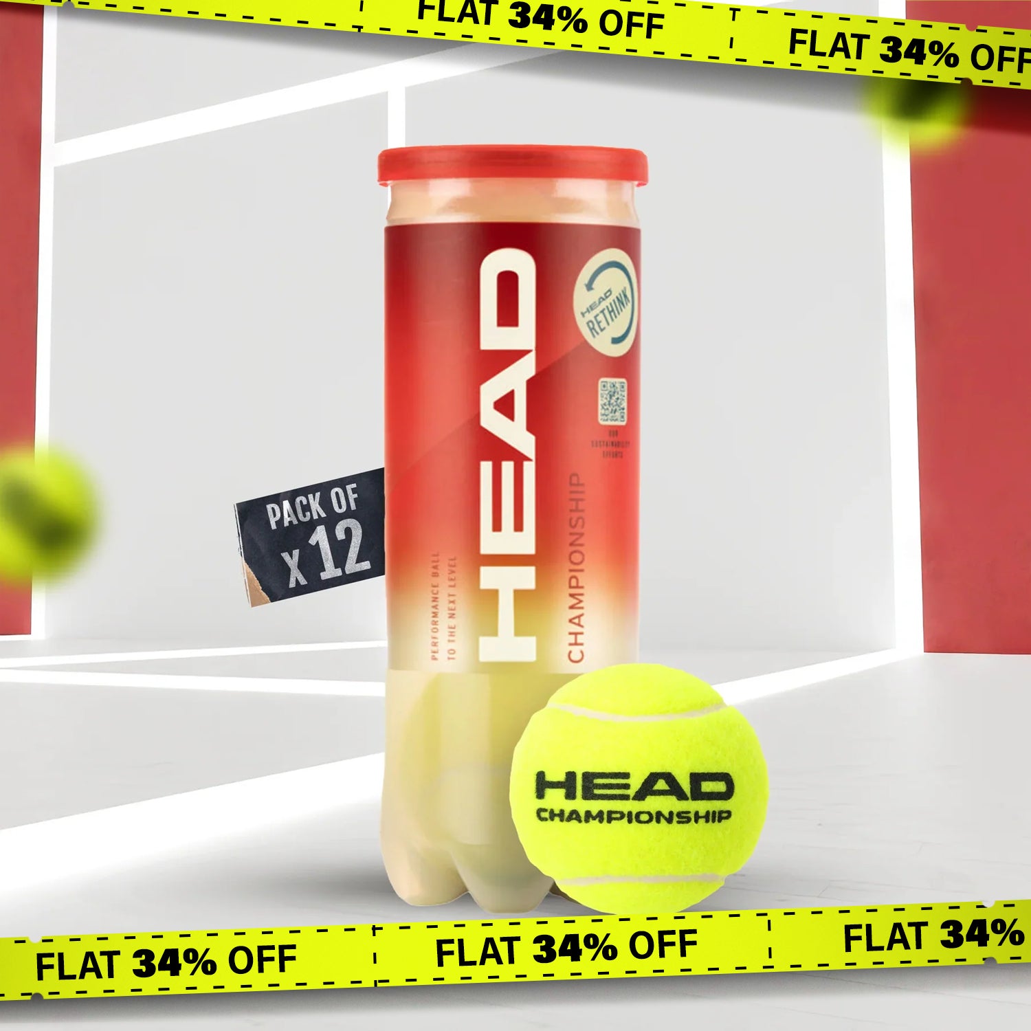 Head Championship Tennis Balls (36 Balls) - DOD - InstaSport