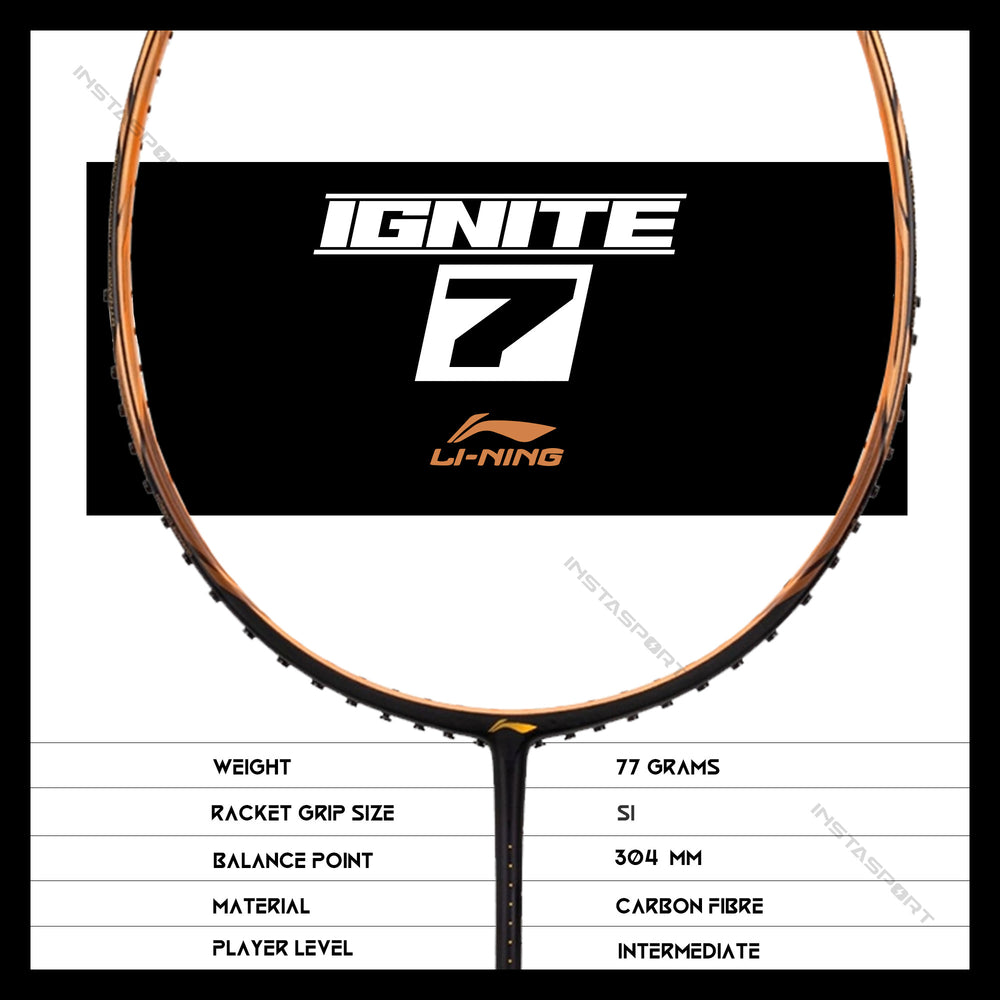 Li-Ning Ignite 7 Badminton Racket (Black/ Gold) - InstaSport