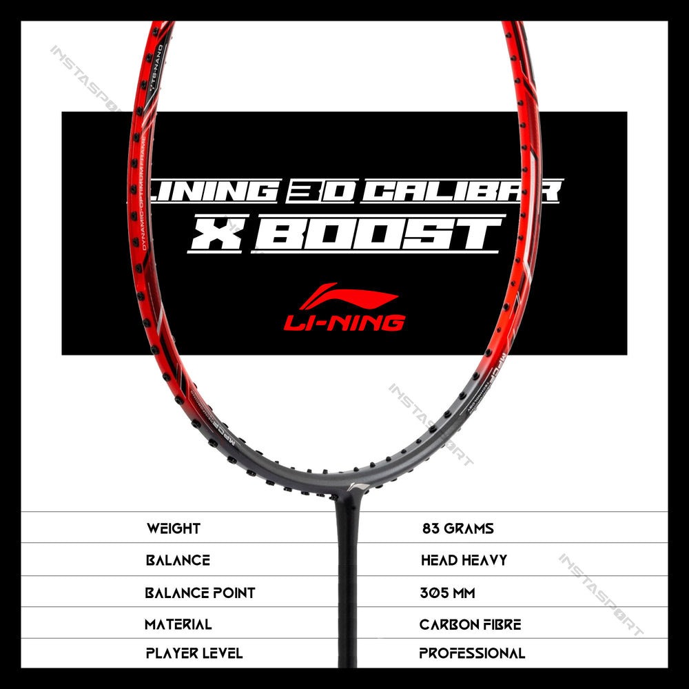 Li-Ning 3D CALIBAR X Boost (Dark Grey/Red) Badminton Racket - InstaSport