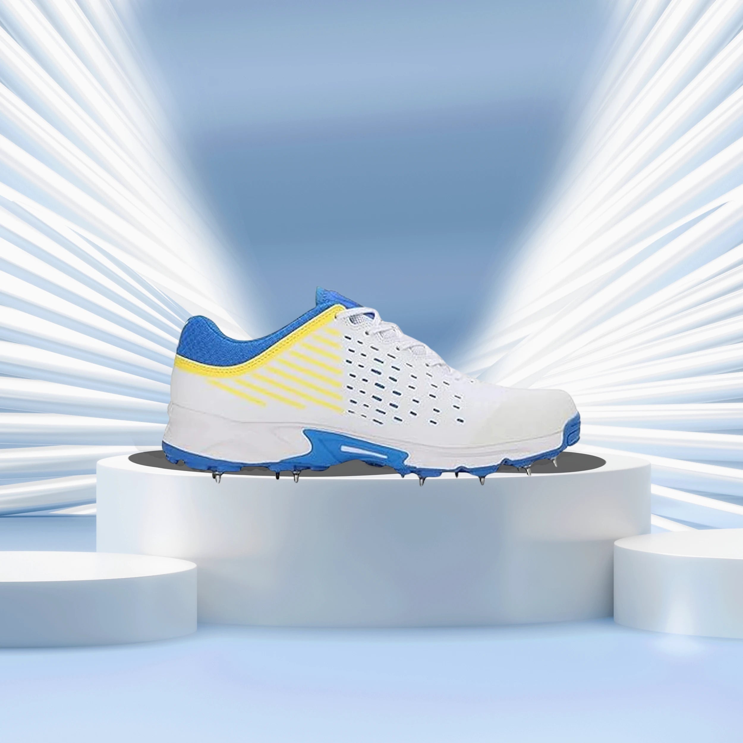 Puma Mens Spike 22.1 Cricket Shoe White/Ultra-Blue-Yellow - 10666807