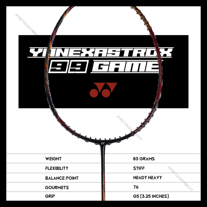 YONEX Astrox 99 Game Badminton Racket (Cherry Sunburst) - InstaSport