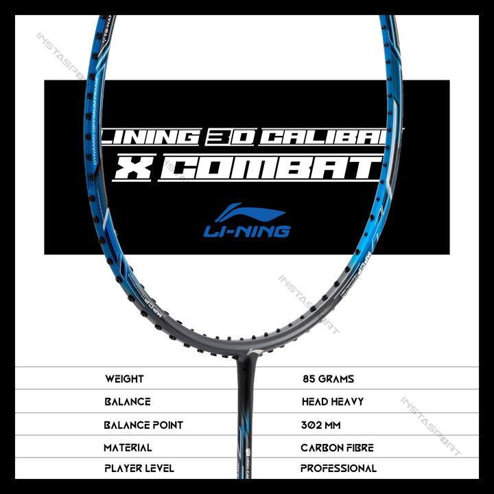 Li-Ning 3D CALIBAR X Combat (Charcoal/Blue) Badminton Racket - InstaSport