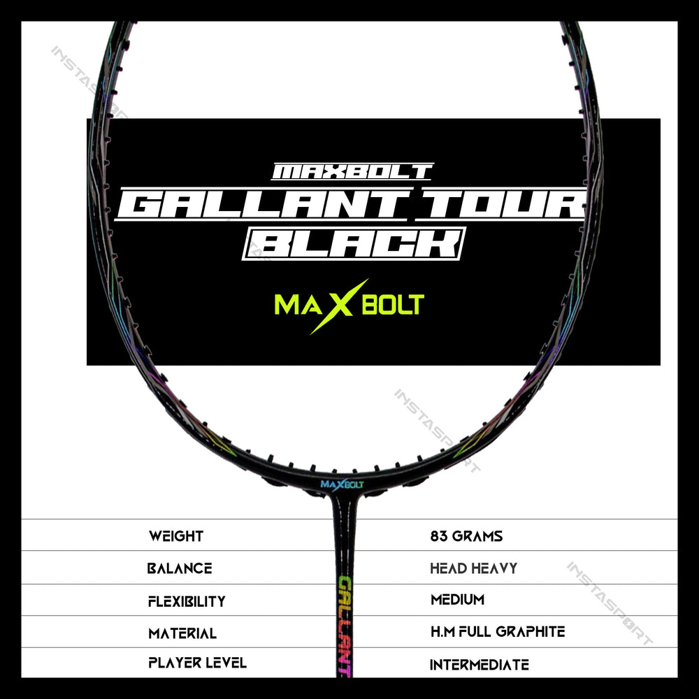Maxbolt Gallant Tour (Black) Badminton Racket - InstaSport