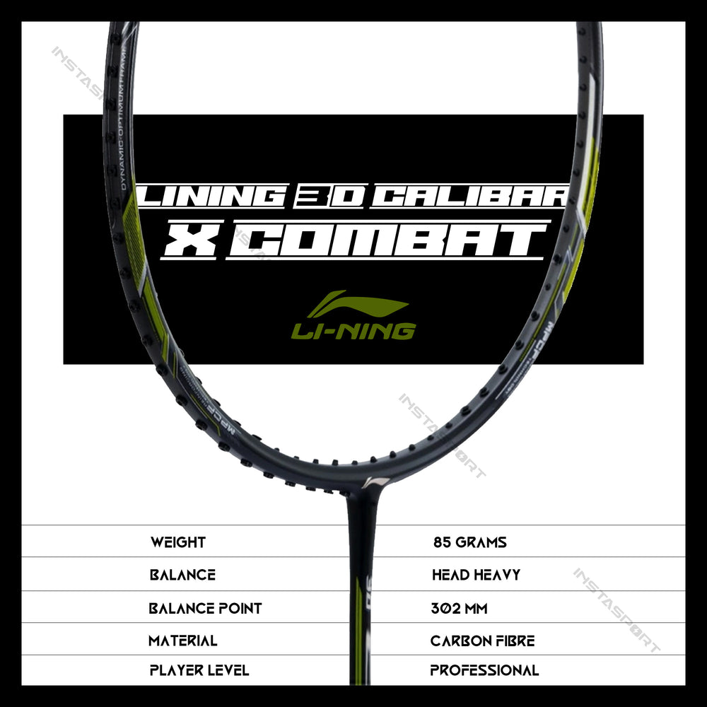 Li-Ning 3D CALIBAR X Combat (Black/Lime) Badminton Racket - InstaSport