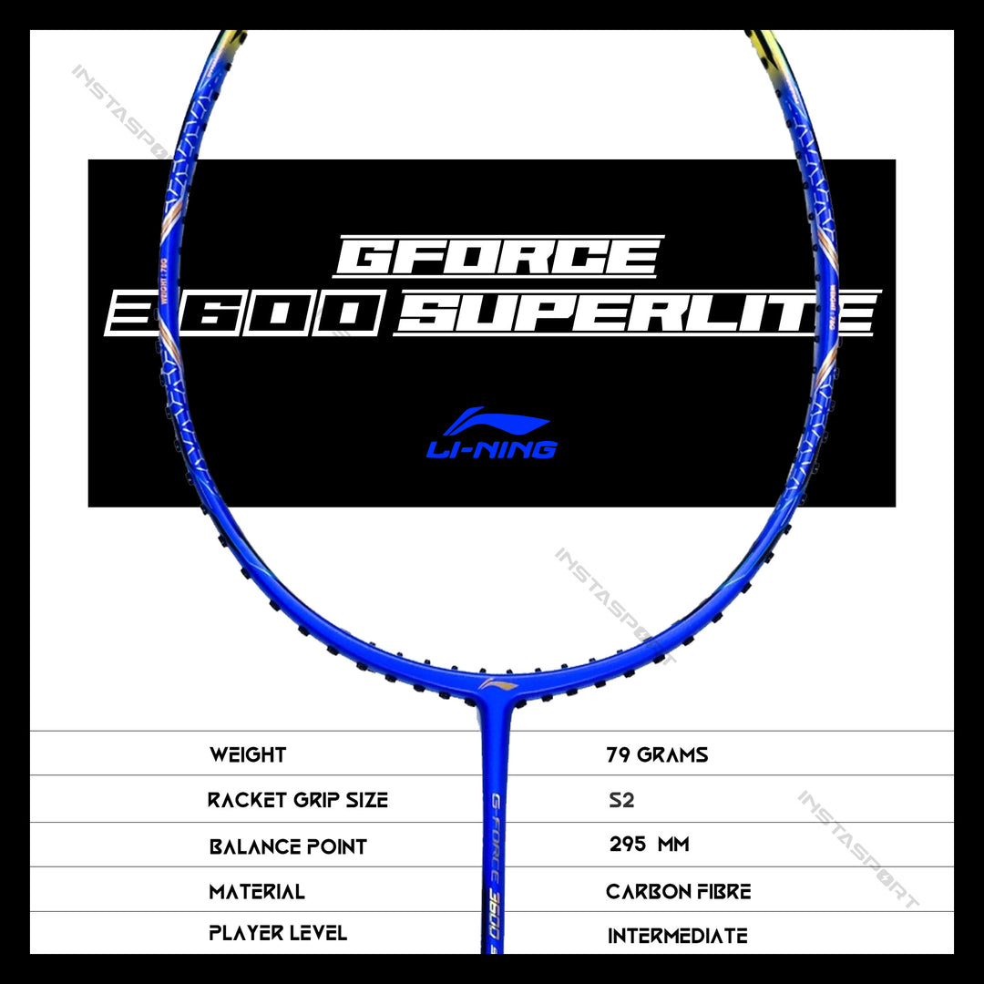 Li-Ning GForce 3600 Superlite Badminton Racket (Blue/Yellow) - InstaSport