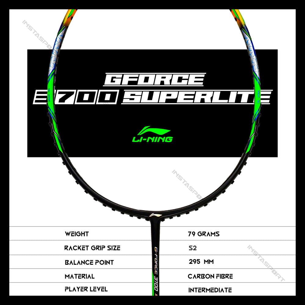 Li-Ning GForce 3700 Superlite Badminton Racket (Black/Amber) - InstaSport