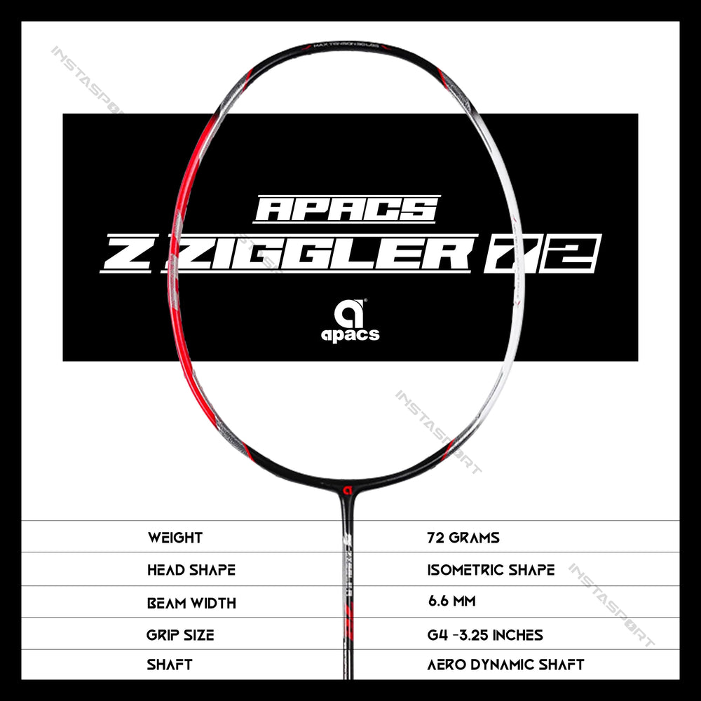 Apacs Z Ziggler 72 Badminton Racket (Red/Black) - InstaSport