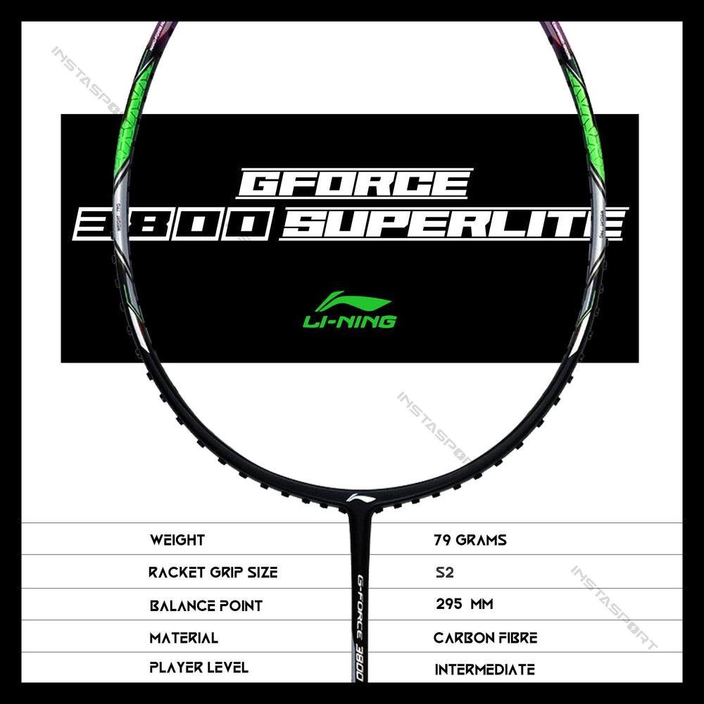 Li-Ning GForce 3800 Superlite Badminton Racket (Black/ Purple) - InstaSport