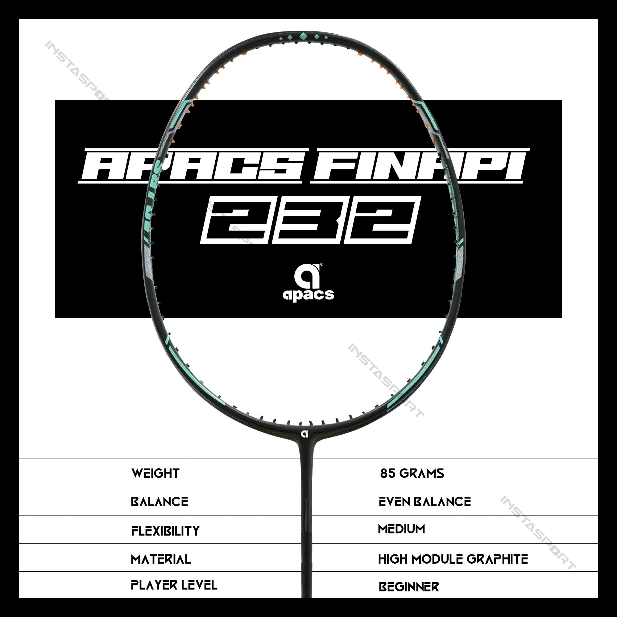 Apacs Finapi 232 XTRA Power Badminton Racket (Green) - InstaSport