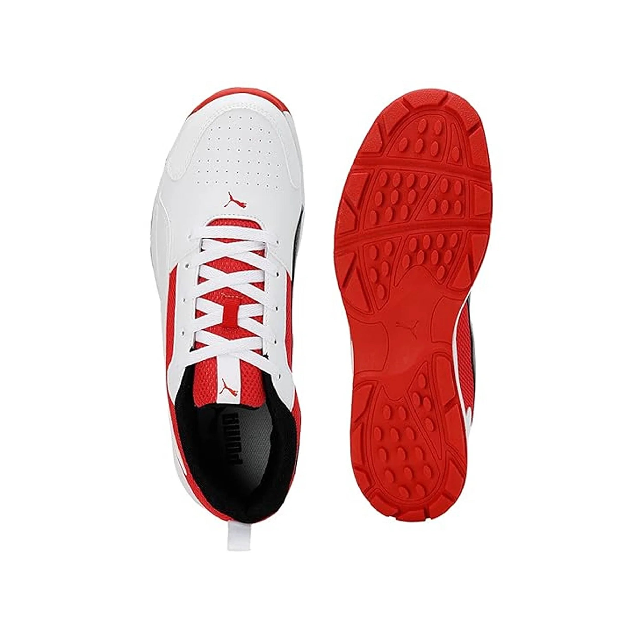 Puma Cricket Men's Highrun Cricket Shoes White-Burnt/Red-Black - 10780602