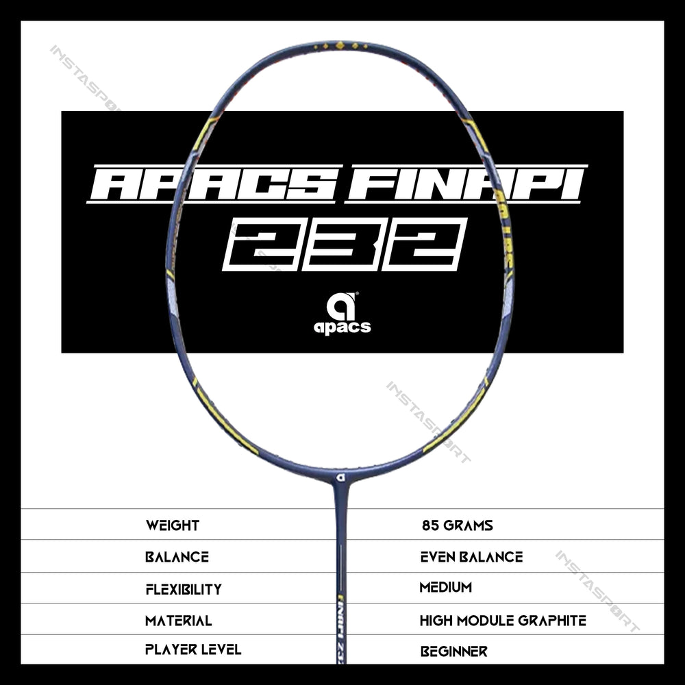 Apacs Finapi 232 XTRA Power Badminton Racket (Navy) - InstaSport