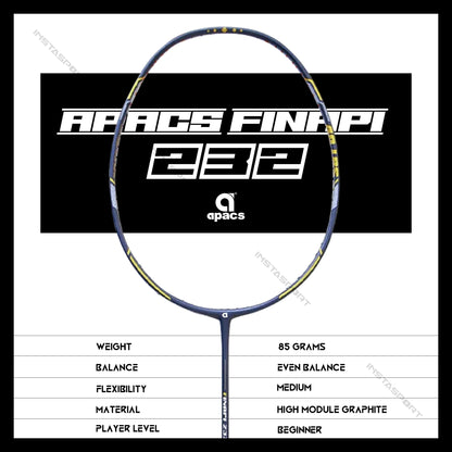 Apacs Finapi 232 XTRA Power Badminton Racket (Navy) - InstaSport