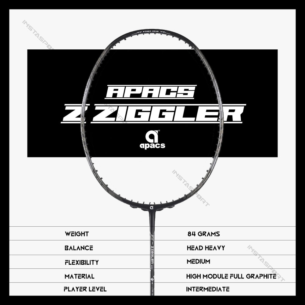 Apacs Z Ziggler Lite Badminton Racket (Grey) - InstaSport