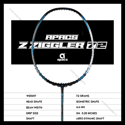 Apacs Z Ziggler 72 Badminton Racket (Blue/Black) - InstaSport