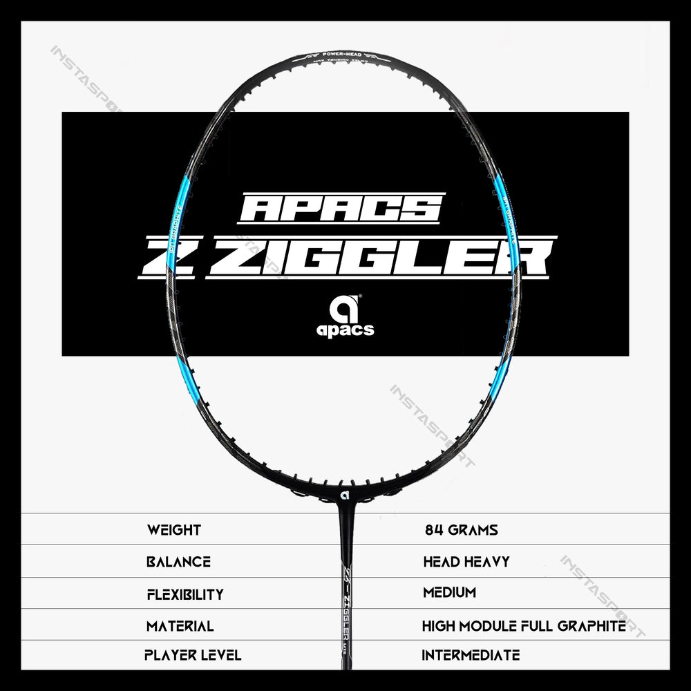 Apacs Z Ziggler Lite Badminton Racket (Black/Blue) - InstaSport