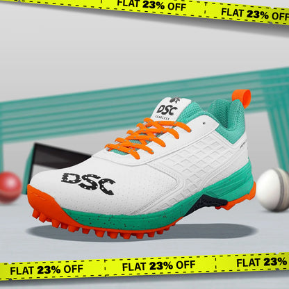 DSC Jaffa 22 Cricket Spike Shoes (Sea Green / Fluro Orange) - DOD - InstaSport