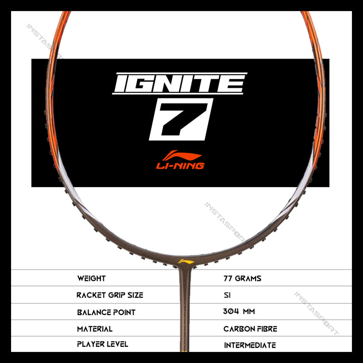 Li-Ning Ignite 7 Badminton Racket (Olive Grey/ Orange) - InstaSport