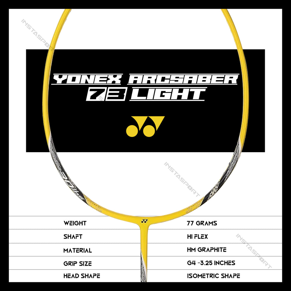 Yonex Arcsaber 73 Light Badminton Racket (Yellow) - InstaSport