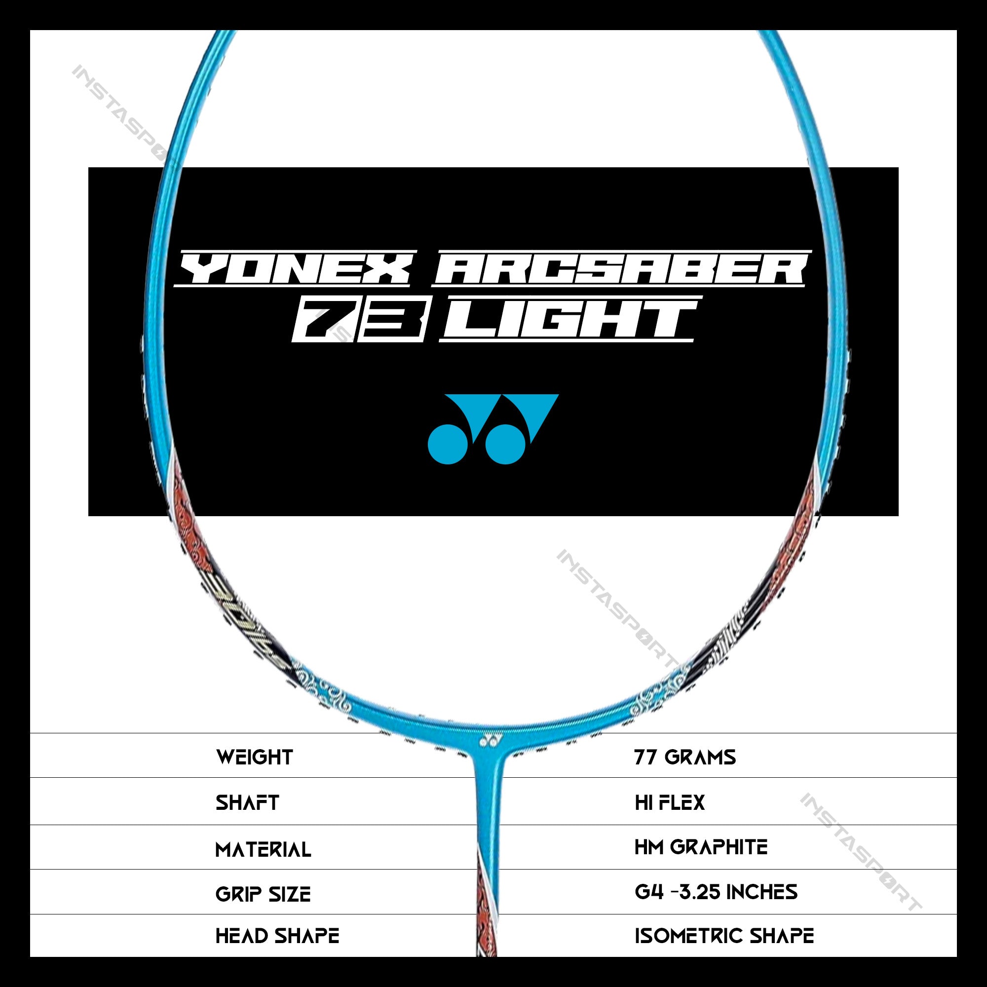 Yonex Arcsaber 73 Light Badminton Racket (Aqua Blue) - InstaSport